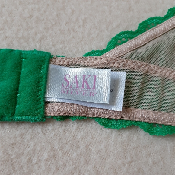 Saki Silver Green Halter Lace Bralette - Picture 4 of 5